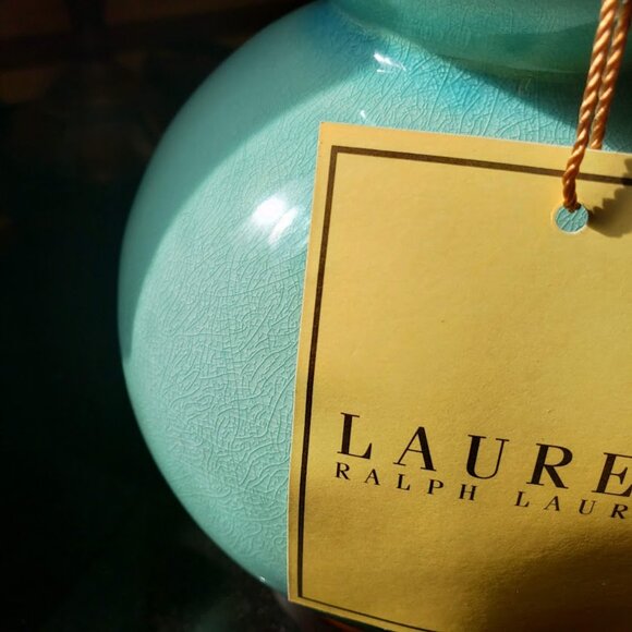 NWT Rare Aqua Color Ralph Lauren Petite Double Gourd Pair of Lamps - Picture 15 of 16